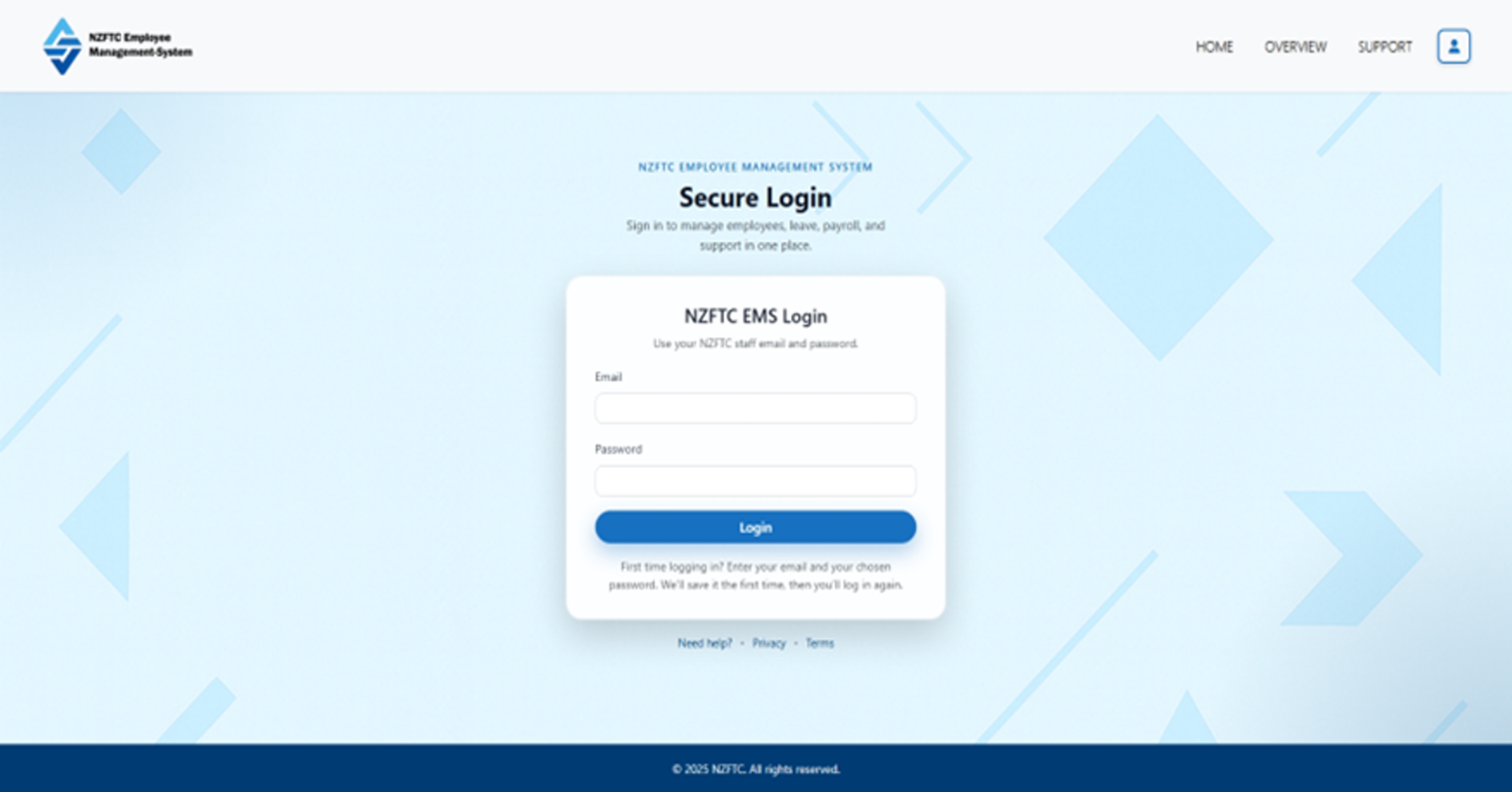 NZFTC employee management login page